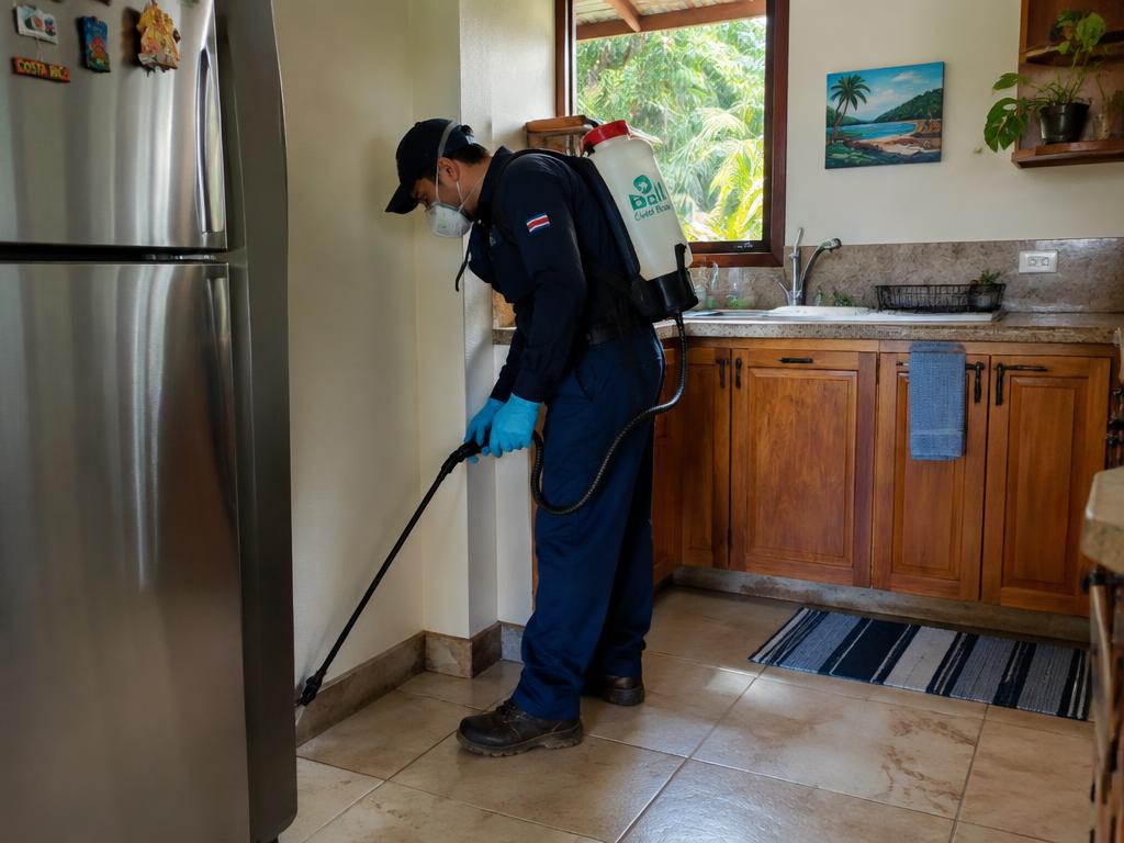 Trabajo de fumigación en una casa tica